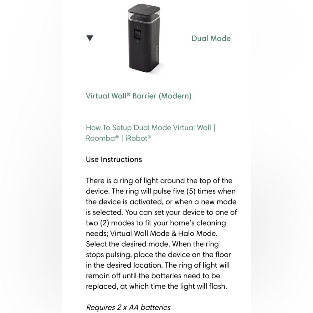 3 IROBOT ROOMBA AUTHENTIC REPLACEMENT DUAL MODE VIRTUAL WALL BARRIER - BLACK - Picture 4 of 7